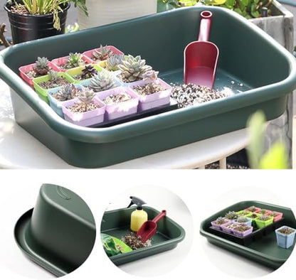 Garden Tidy Tray, Multifunctional One Piece Potting Tray for Seeding, Mixing, Growing and Storage, Succulent and Cactus Soil Potting Mix 23"x16.4"x4.3" (Black) - color: Black