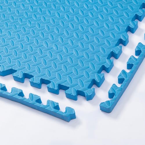 12''x12'' EVA Foam Puzzle Play Mat,5 Pack Interlocking Floor Tiles for Home Gym,Bedroom Crawling Mats Non-Slip Interlocking Carpet Soft Area Rug (Blue,0.4'' Thick) - color: Blue, size: 0.4'' Thick