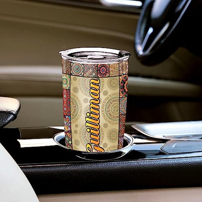 WAZONE Personalized Mandala Fox Tumbler Stainless Steel Insulated Vacuum With Lid Coffee Travel Mug 20oz 30oz Birthday Christmas Cup Customized Name Gifts For Animal Lovers Women Girl Stuff - color: Fox