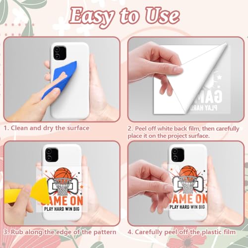 Peacoblue 18 Sheets Rub on Transfers for Crafts, Basketball 3.6"x3.9" UV DTF Cup Wraps Waterproof Rub on Cold Transfers Stickers for Wood Glass Metal Cup Tumblers Mirrors Mugs Home Decor - style: Basketball