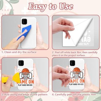 Peacoblue 18 Sheets Rub on Transfers for Crafts, Basketball 3.6"x3.9" UV DTF Cup Wraps Waterproof Rub on Cold Transfers Stickers for Wood Glass Metal Cup Tumblers Mirrors Mugs Home Decor - style: Basketball