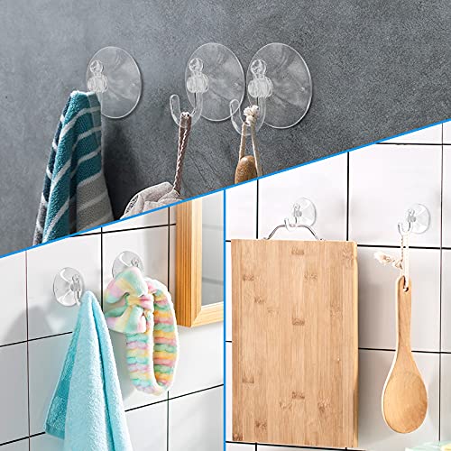 Piutouyar 20Pcs Clear Suction Cup Hooks 30mm/1.2" Plastic Sucker Pads Transparent Suckers for Window Wall Bathroom Shower Kitchen Hook Hanger