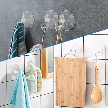 Piutouyar 20Pcs Clear Suction Cup Hooks 30mm/1.2" Plastic Sucker Pads Transparent Suckers for Window Wall Bathroom Shower Kitchen Hook Hanger