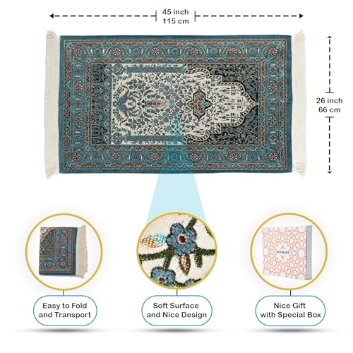Islamic Prayer Rugs - Men & Women, Thick Ramadan Praying Mat - Muslim Gifts (Turquoise) - color: Turquoise
