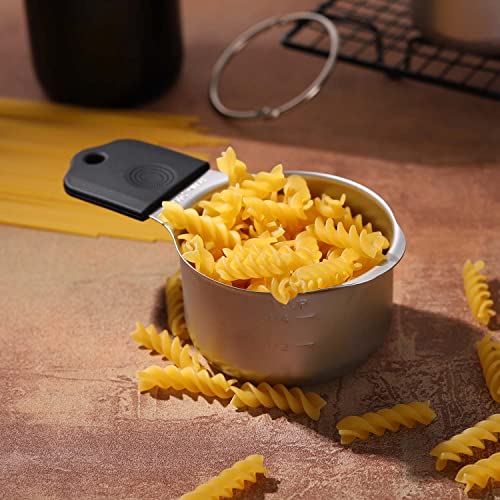Magnetic Measuring Cups Set Stainless Steel Heavy Duty Metal Measuring Cups for Dry and Liquid Ingredients (black) - color: Black