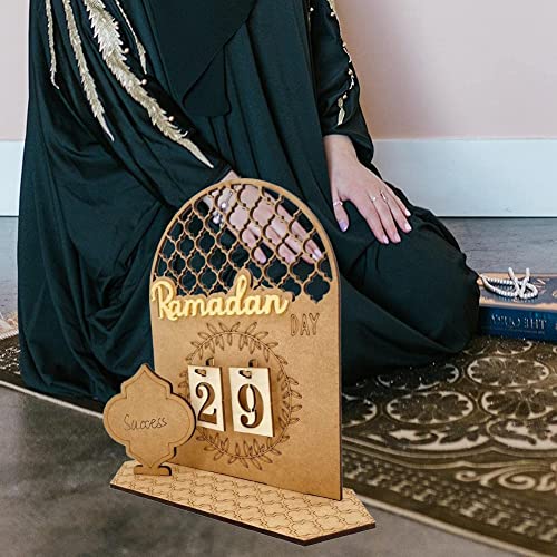 Wooden Ramadan Calendar Decorations - Wooden Countdown Calendars Decorations 30 Days Eid Mubarak,style 1