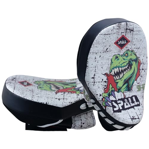 Curved Boxing Pads - Boxing Mitts and Punch Pads, Muay Thai MMA Focus Boxing Mitts Suitable for Boxing, Kickboxing, Karate, and Martial Arts - color: Dino-White