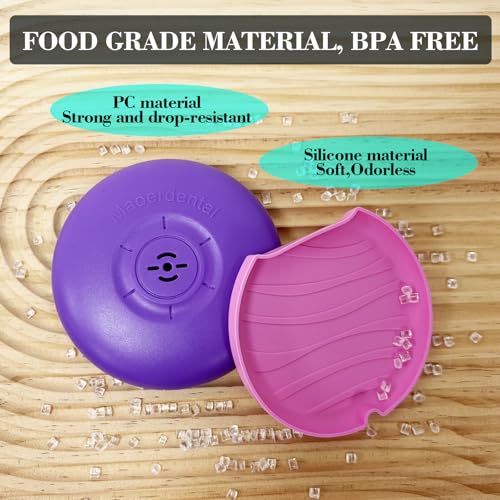 2 Pack Retainer Case with Vent Hole, Compatible with Invisalign | Portable Slim Travel Aligner Case,Secure Magnetic Closure-Food Grade Silicone Pad(Pink Purple) - color: Pink Purple
