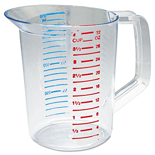 Rubbermaid Commercial Products Bouncer Clear Measuring Cup 4-Cup/1-Quart Clear Strong Food Grade Easy Read for Liquid/Dry Ingredients for Home/Professional Kitchen - size: 32-Ounce