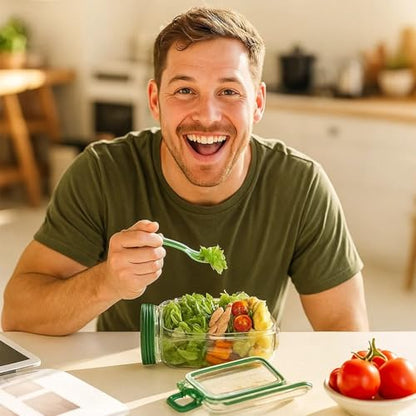 Original Salad Box,Salad Box Jar Side Opening,Portable Salad Container Snack Box with Lid, Suitable for Home, Outdoor, Travel and Party (1 piece)