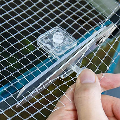 2 Pieces Fish Tank Screen Net Holder Clamp Anti-Jump Net Mounting Clip Multifunctional Transparent Acrylic Clamps, 3.8x2.8x3.3cm