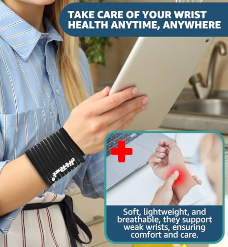 HiRui 2-Pack High-Elastic Wrist Support Straps Wrist Compression Bandage - Wrist Wraps Wristbands for Carpal Tunnel Arthritis Tendonitis Weightlifting Tennis Basketball - Breathable Soft (Black) - color: Black