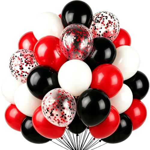 Red and Black Balloons for Birthday Party Decorations, Graduation Balloons - color: Red Black and White