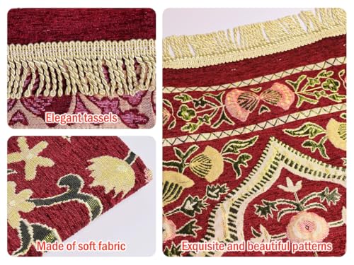 Red 2'4" x 3'7" Traditional Floral Low Pile Nylon Prayer Rug, with Elegant Design Bags, Soft, Non-Slip, Water-Resistant, Perfect for Prayer, Ramadan, Eid al Fitr, Gift