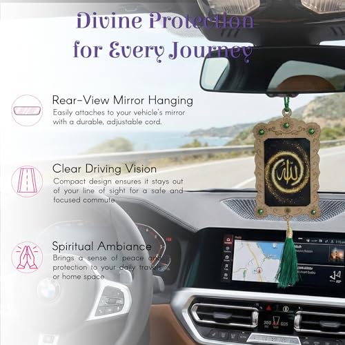 LoveNspire Islamic Car Hanging Ornament Allah Hangers Ornament Photo Frame Allah Muhammad Islamic Ramadan Eid GiftDecor Hanging Charm Decor Accessories (Pack of 1)