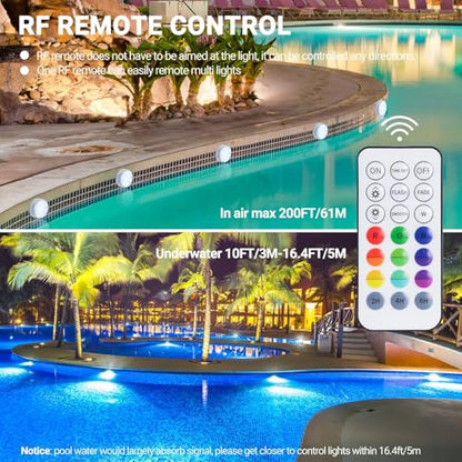 LOFTEK Pool Lights, Submersible LED Lights with Magnets &10 Suction Cups | Battery Operated,13 LED,16 Color Changing, 4 timer, IP68 waterproof, Dimmable for Inground Above Ground Underwater Pool,Ponds - size: 4 Pack-Battery Operated