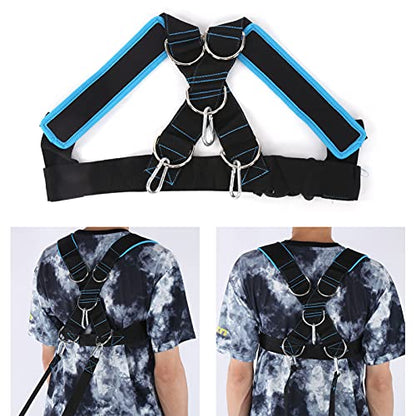 Weight Bearing Shoulder Strap Pulling Sled Harness Vest for Speed Agility Training - color: Black Blue