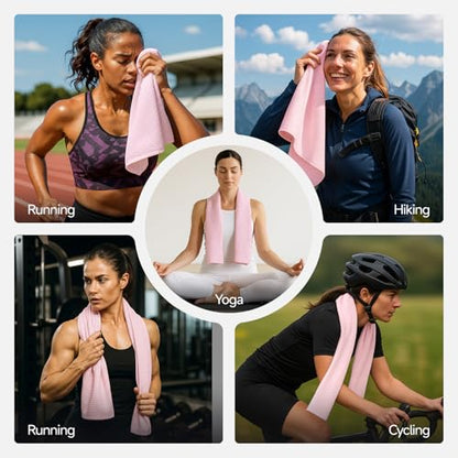 REDKISS 4 Pack Microfiber Workout Towels, Quick-Dry Gym Towels for Men, Yoga & Running, Soft Breathable, 39" x 16" - color: Pink/Light Blue