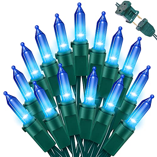 LAMPHOME Blue String Lights, 100 LED 21.6 Ft Blue Lights, Tree Lights Indoor, Mini Christmas Lights for Hanukkah, Christmas Tree Garden Patio Holiday Party Garland Independence Day Patriotic Decor - color: 100 Mini LED Blue