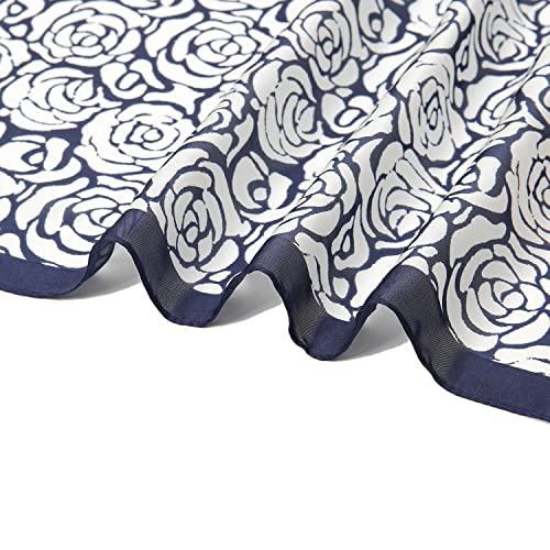 RIIQIICHY Women Head Hair Scarf Like Satin Silk Scarf Sleeping Hair Wrapping Night 27.5" - color: Dark Blue/White