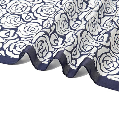 RIIQIICHY Women Head Hair Scarf Like Satin Silk Scarf Sleeping Hair Wrapping Night 27.5" - color: Dark Blue/White