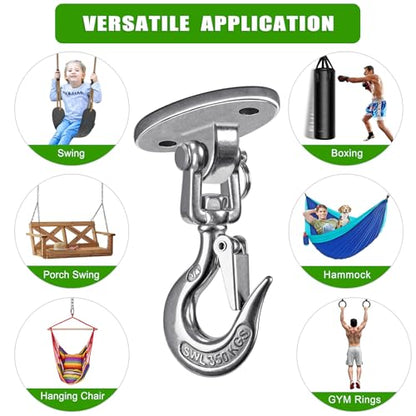 SELEWARE Heavy Duty 1000LB Capacity Stainless Steel Ceiling Swing Mount 360 Swivel Swing Hooks for Aerial Yoga Hammock Chairs Porch Swing Punching Bags - color: C: 360° Swing Hanger ( 1 Pack )