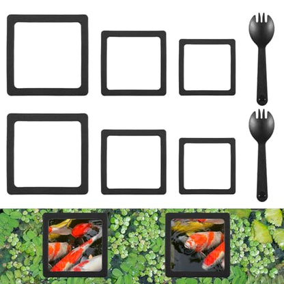 6PCS Aquarium Floating Plant Corral, Square Black EVA Fish Feeding Ring Set, Fish Tank Accessories for Mini Betta Tank, Floating Plants Holder|Feeder|Corral - style: 6 Square