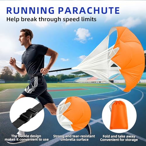 Sunbaba Agility Ladder Speed Training Equipment Set with 20ft Agility Ladder,4 Hurdles,12 Cones,Jump Rope,Running Parachute-Ideal Training Equipment for Youth Adults in Soccer Football Basketball