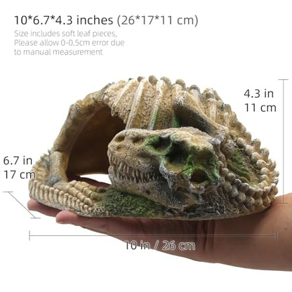 Reptile Hide Skull Animal Skeletons Decorations, Aquarium Hideaway Cave Fish Tank Decorations for Amphibians, Betta Fish, Shrimp, Lizards, Leopard Gecko
