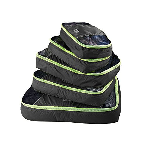 GOX Ultra Light 5 piece Packing Cubes Travel Luggage Organizer 1 Large 2 Medium 2 Small - color: black