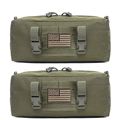 WYNEX Large Molle Pouch, Tactical Molle Bag Vertical Admin Pouch, Modular Utility Pouch Increment Side Pouch for Tactical Backpack Molle Rucksack Attachment, with Shoulder Strap For Use as Sling Bag - color: Army Green (upgraded) - 2 Packs