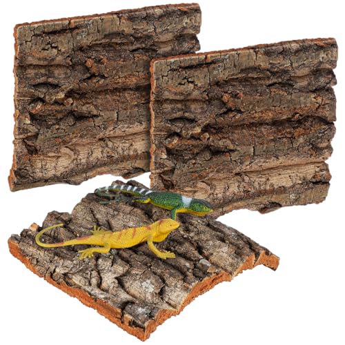 Toyvian Natural Cork Bark Terrarium Background, 4 Pack 6x6inch Reptile Enclosure Decor Panels Climbing Habitat Accent for Gecko Lizard Frog