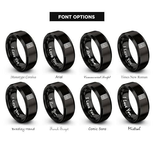 Gift for Muslim Devotee - Prayer Rug Pattern Ring - Black Yellow Rose Gold - Band - Anniversary Wedding - Personalized Custom Engraving - Flat Dome Bevel - 8mm - Men Women - Tungsten Carbide - color: 11 - Black Tungsten