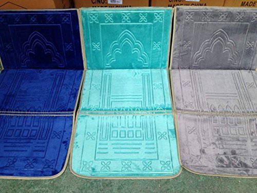 Luxury Back Rest Prayer Mat Rug Carpet Recline Chair Muslim Travel Reclining New Medical Islam (Blue) - color: Blue