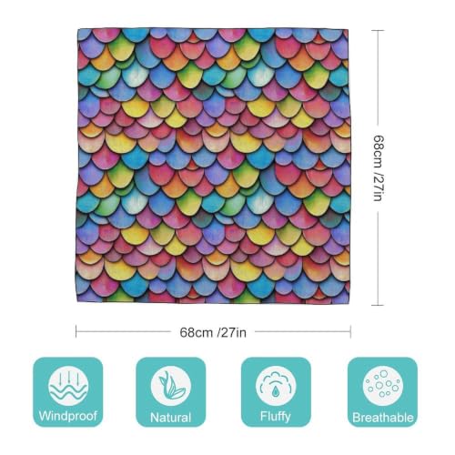 Women’s Square Scarf 27"x27", Lightweight Chiffon Satin Feel Fashion Scarf for Neck Hair Band Head Wrap Bag Accessory - color: Colorful Scales