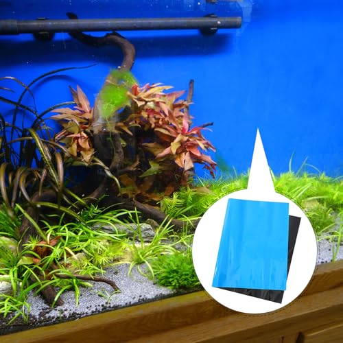POPETPOP Aquarium Background : Double Sided Fish Tank Background Waterproof Film Aquarium Backdrop for Fish Tank Decoration, 19.69x32.28 Inch (Blue)