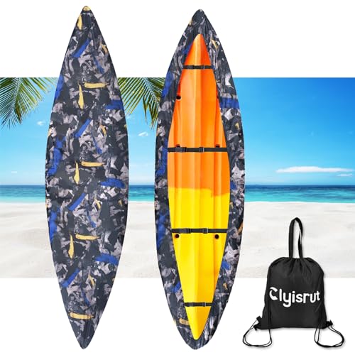 10-16FT Waterproof Kayak Covers for Outdoor Storage, Canoe Cover Accessories, Boat Cover Oxford Shade Marine Cockpit Dust Cover UV Protection Ultra Sunblock Shield for Fishing Boat Kayak Canoe - color: Dark Camouflage, size: 11.8-13ft