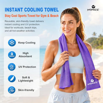 YQXCC 4 Pack Cooling Towels (40"x12"), Cool Neck Towel, Soft Breathable Microfiber for Gym, Yoga, Golf, Running, Camping & Summer Outdoor Activities - color: 2 Purple + 2 Green