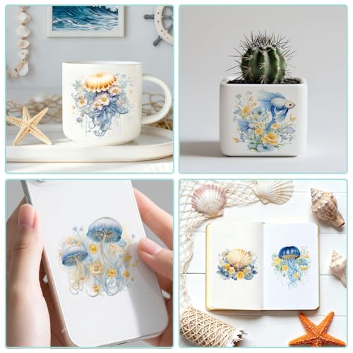 20 Pcs Sea of Flowers UV DTF Cup Wraps for 16OZ Glass, Ocean Theme UV DTF Transfer Stickers Waterproof Rub on Transfer Decals for Glass Bottle Vase Furniture Crafts - style: Sea of Flowers