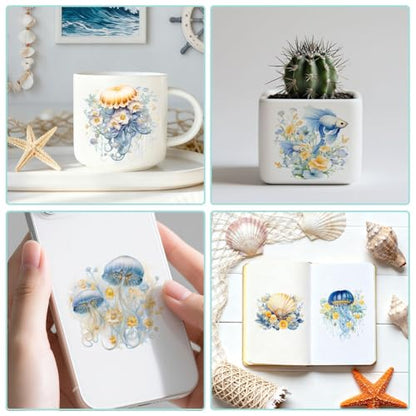 20 Pcs Sea of Flowers UV DTF Cup Wraps for 16OZ Glass, Ocean Theme UV DTF Transfer Stickers Waterproof Rub on Transfer Decals for Glass Bottle Vase Furniture Crafts - style: Sea of Flowers