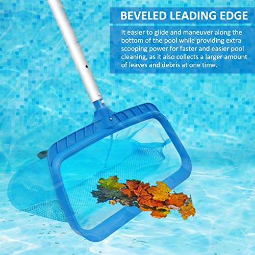 Poolvio Swimming Pool Skimmer Net, Fine Mesh Pool Leaf Rake Net with Double-Layer Deep Bag, Reinforced Frame - Swimming Pool Nets for Cleaning Finest Debris - size: Plastic Double Layer Pool Rake