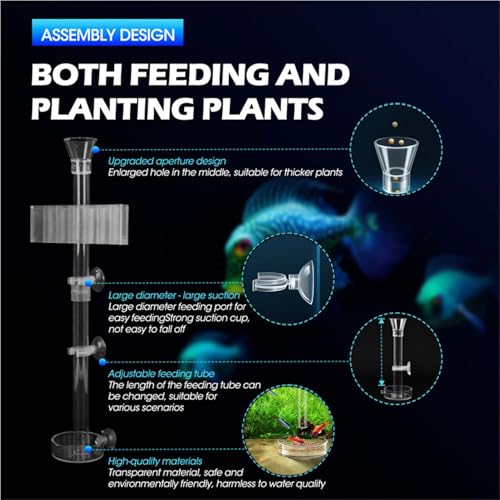 Aquarium Plant Holder Fish Feeding Tube Kit，Plant Holder for Aquarium，Fish Tank Feeder，Removable Adjustable Length Fish Feeder Tube，Fish Tank Plant Holder for Water Feature Decoration (2)