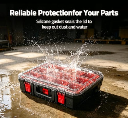 Tools Organizer, Small Parts Storage Toolbox, 20.7 * 14.7 * 5.4" Durable Hardware Box Storage, with Removable Inner Cups