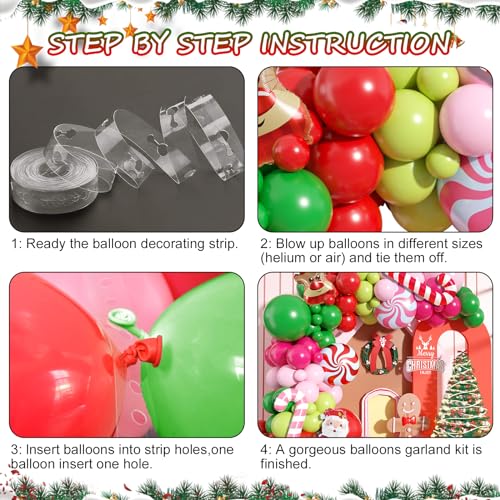 Christmas Arch Kit, Red Pink Green Latex Balloon Garland for Xmas Party - color: Christmas 1