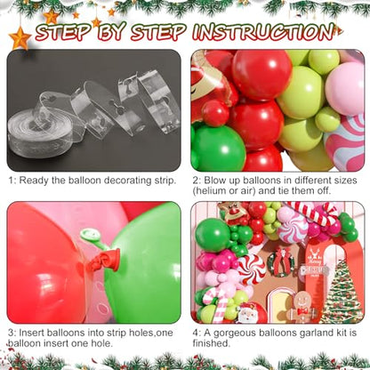 Christmas Arch Kit, Red Pink Green Latex Balloon Garland for Xmas Party - color: Christmas 1