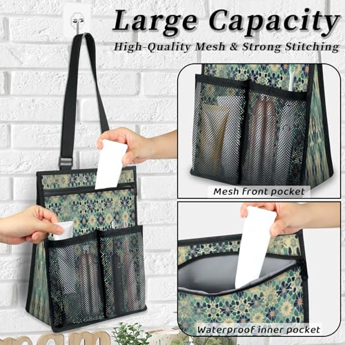 Islamic Flowers Portable Shower Bag for Travel Gym Camp Beach Tote Shower Caddy Bags Hanging Toiletry Organizer for Bathroom Dorm Room Essentials