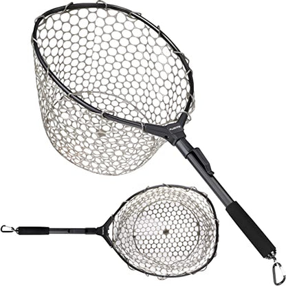 PLUSINNO Fly Fishing Net, Bass Trout Landing Net, Folding Fishing Nets Fresh Water, Safe Fish Catching or Releasing - color: 16 x 13 Hoop Size (28Extend Length)