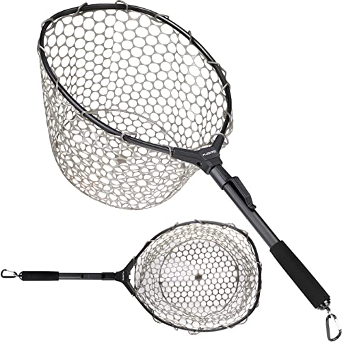 PLUSINNO Fly Fishing Net, Bass Trout Landing Net, Folding Fishing Nets Fresh Water, Safe Fish Catching or Releasing - color: 16 x 13 Hoop Size (28Extend Length)
