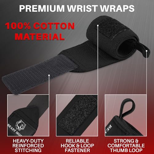 TECEUM Weightlifting 18" & 12" Wrist Wraps with Thumb Loop – Heavy Duty Wrist Workout Braces for Men and Women – Ideal for Powerlifting, Strength Training, Bodybuilding - color: Black, style: 12" – Queen of Lifts