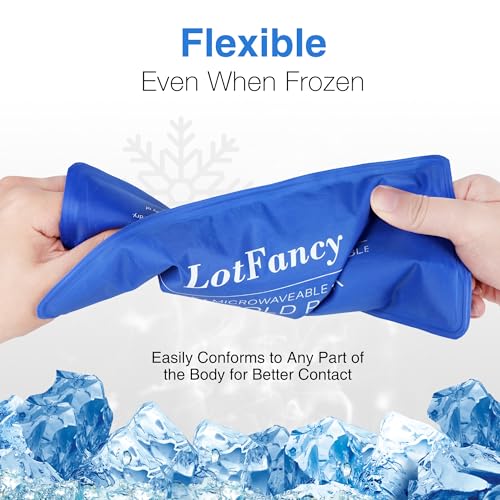 LotFancy Ice Packs for Injuries Reusable, 2 Gel Packs Wrap for Knee Head Neck Ankle Wrist Elbow Foot Legs Back Joint Pain Relief, Hot Cold Therapy for Surgery Recovery, First Aid - style: 11x5in(2 Packs with Wrap)